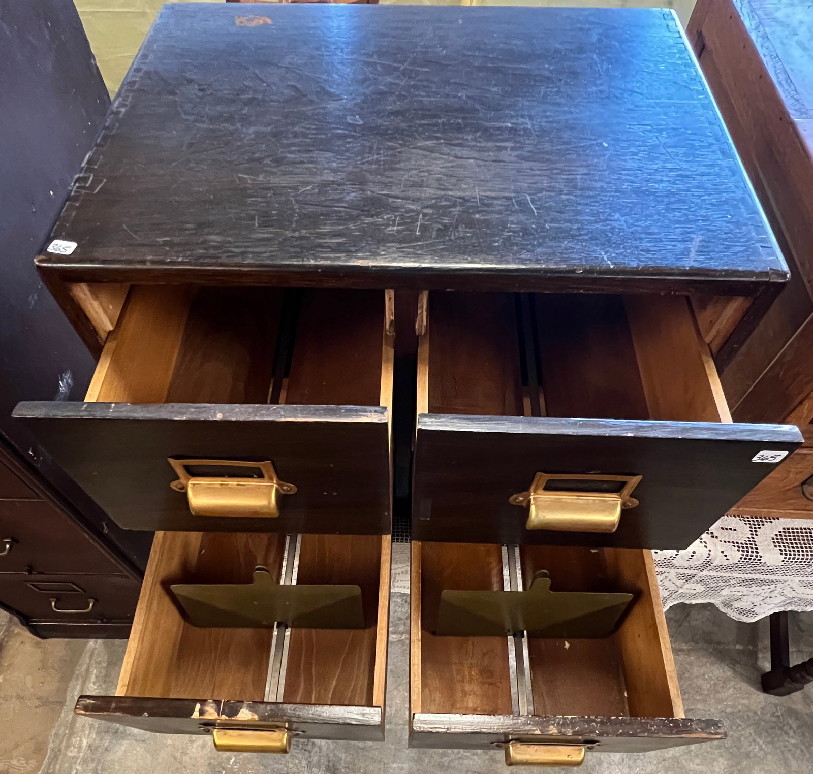 Oak Four Drawer Card File - 3