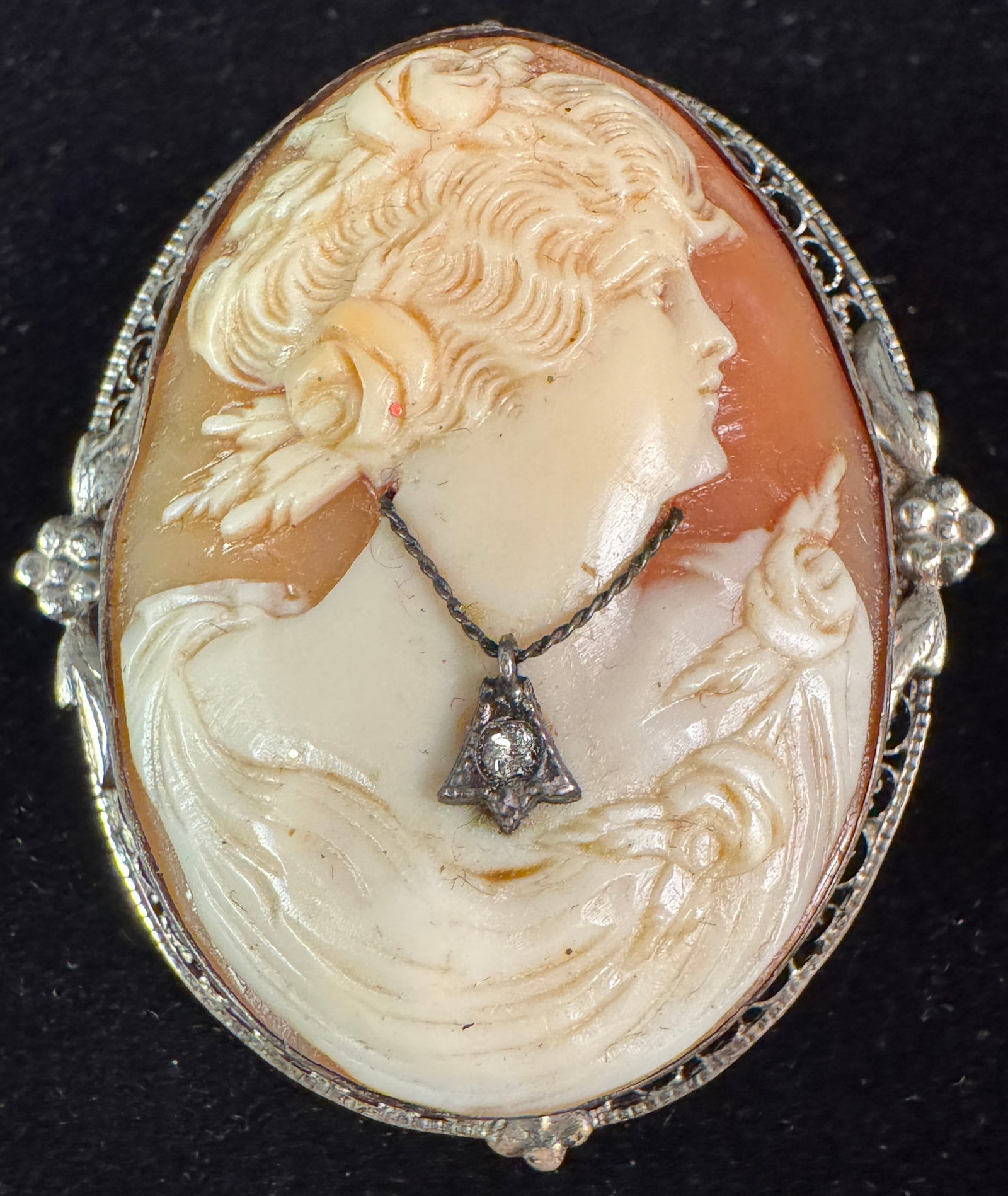 Antique Sterling Elaborately Carved Cameo (1 of 7)