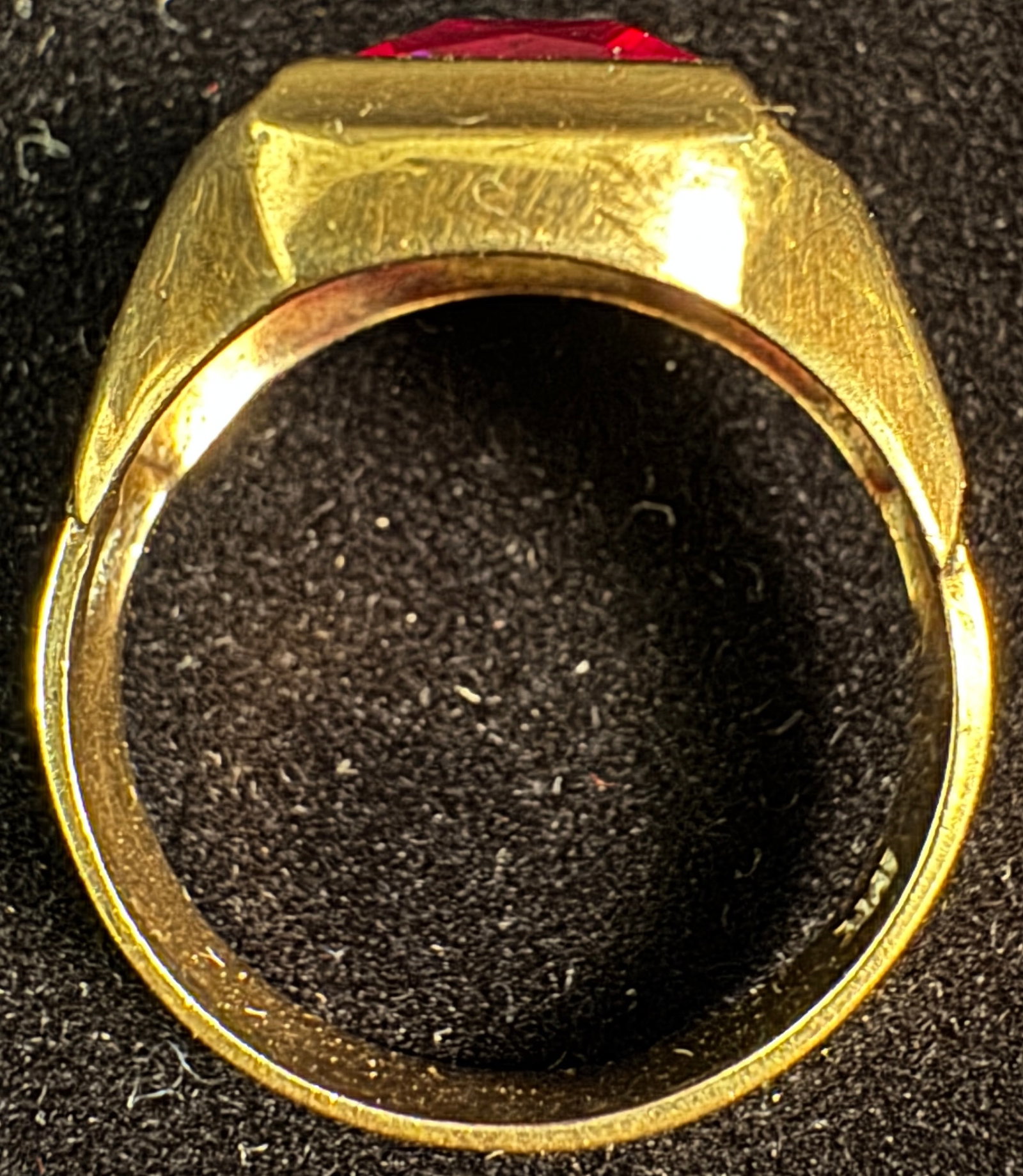 10K Gold Men's Synthetic Ruby Ring - 2