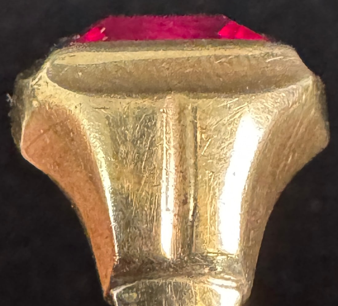 10K Gold Men's Synthetic Ruby Ring - 4
