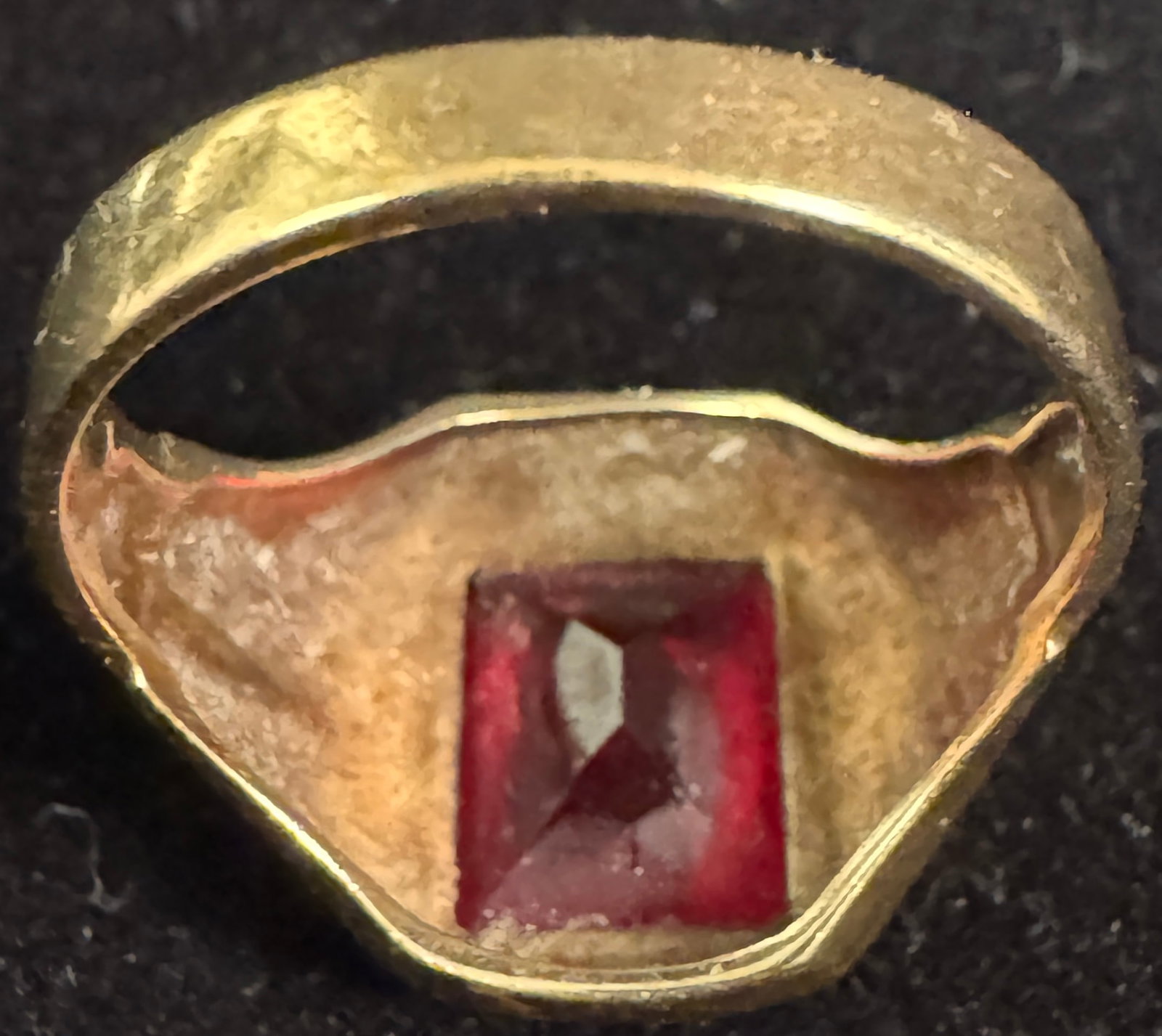 10K Gold Men's Synthetic Ruby Ring - 5