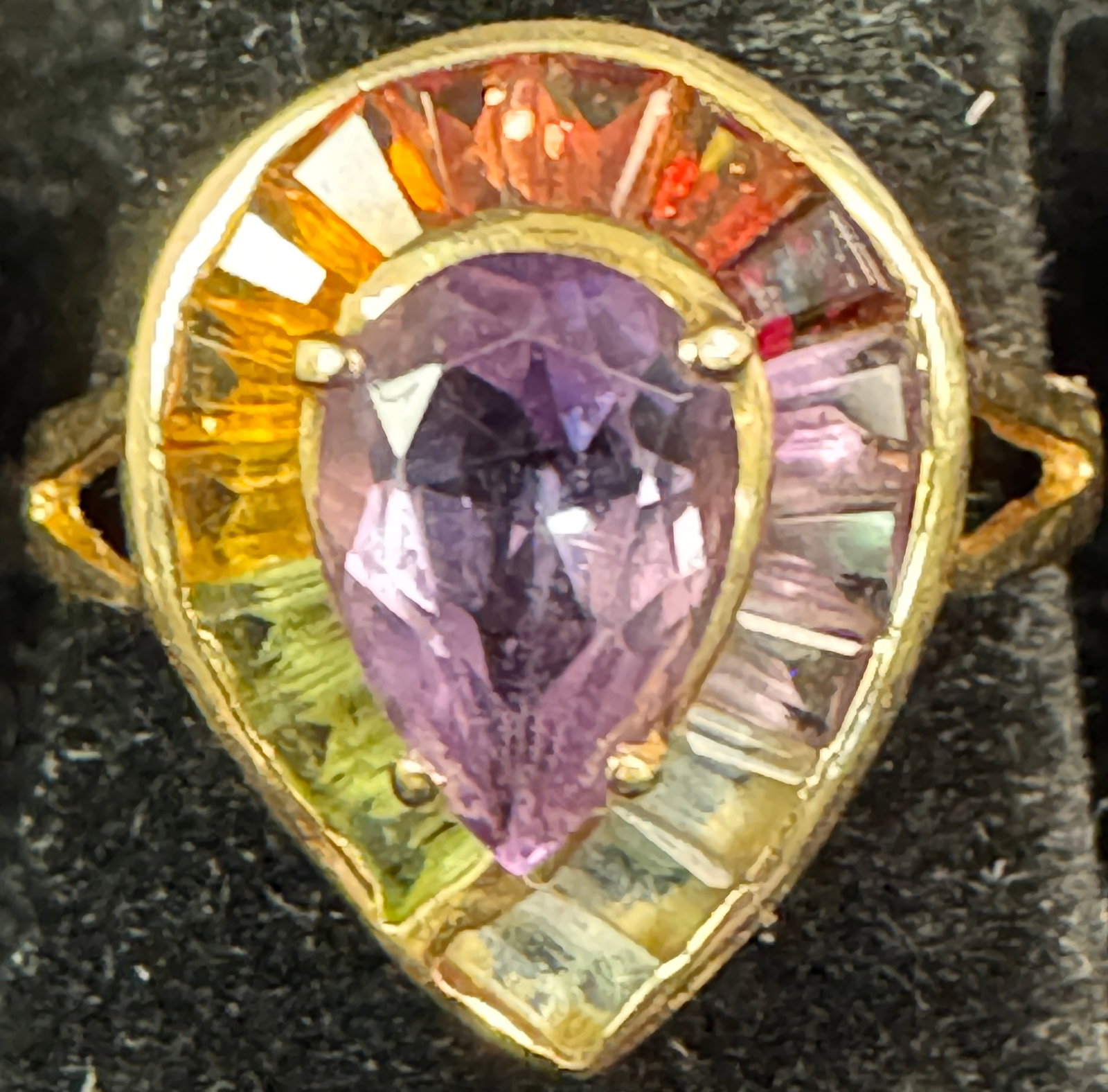 14K Amethyst & Multi-Colored Stone Ring (1 of 7)