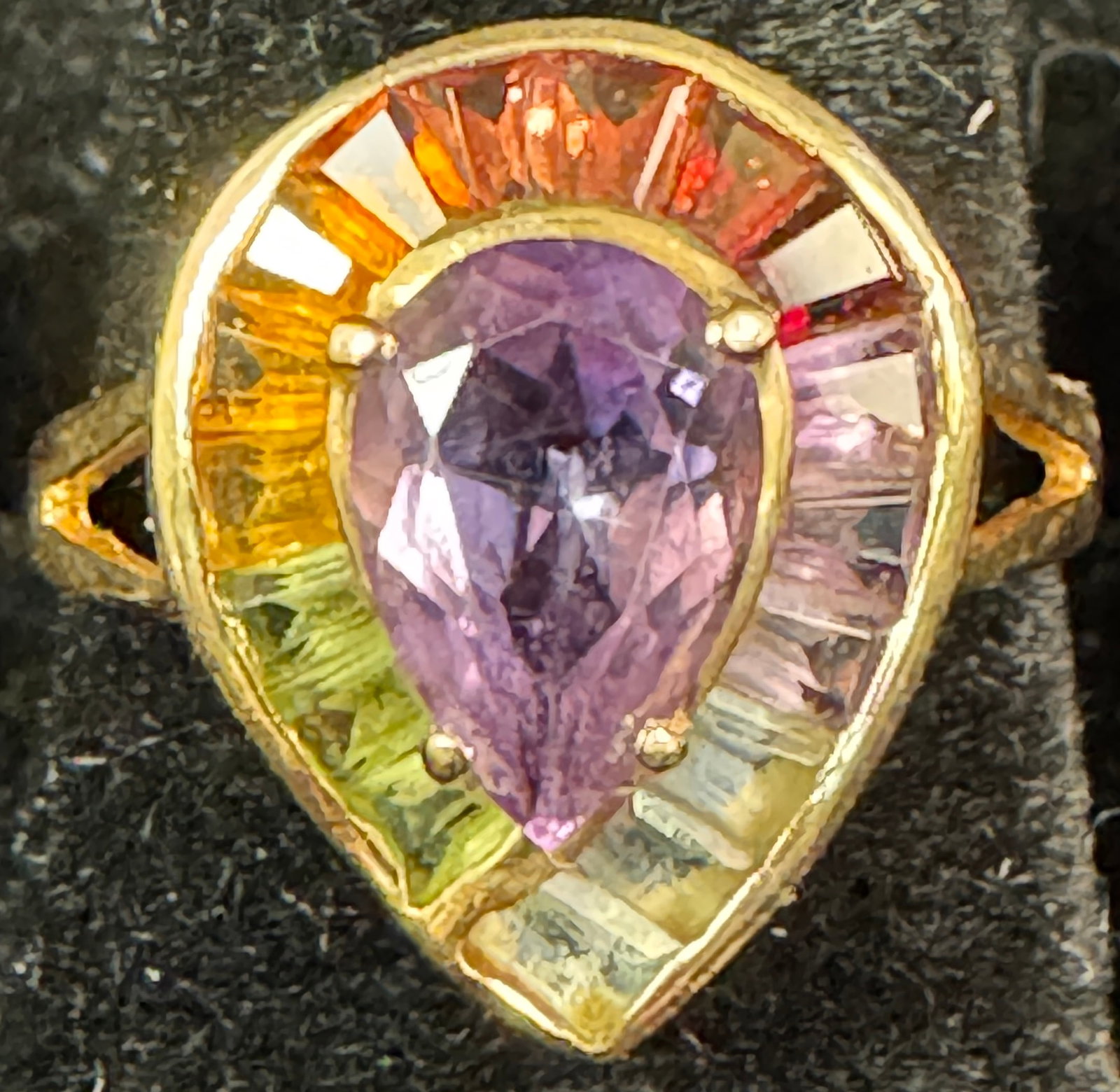 14K Amethyst & Multi-Colored Stone Ring - 2