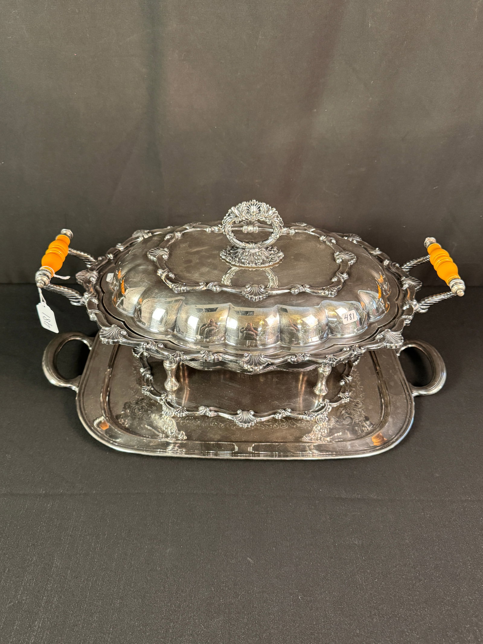 1930s Silverplate Covered Server with Bakelite Handles (1 of 15)