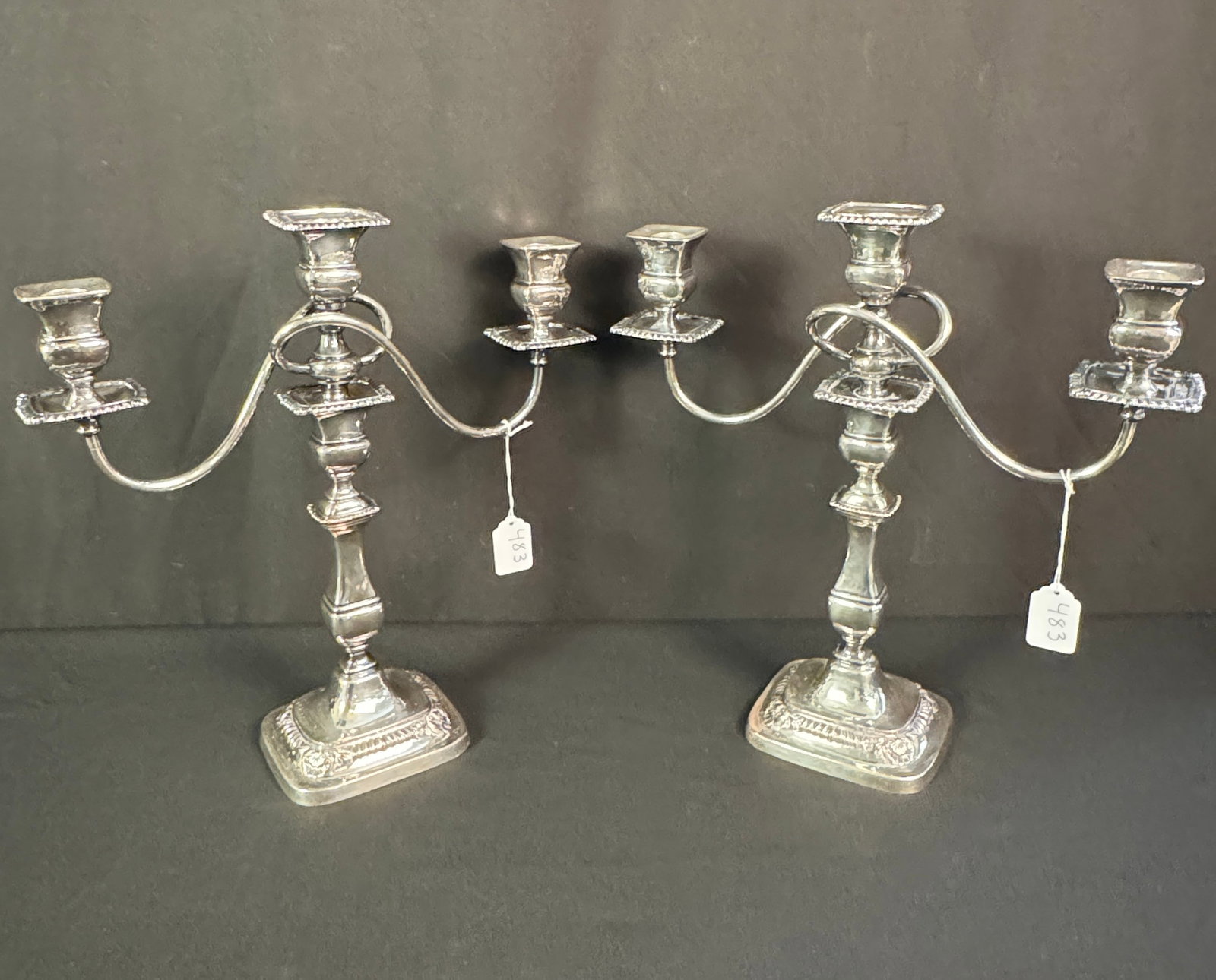 Pair of 3 Arm Silverplate Candelabras (1 of 6)