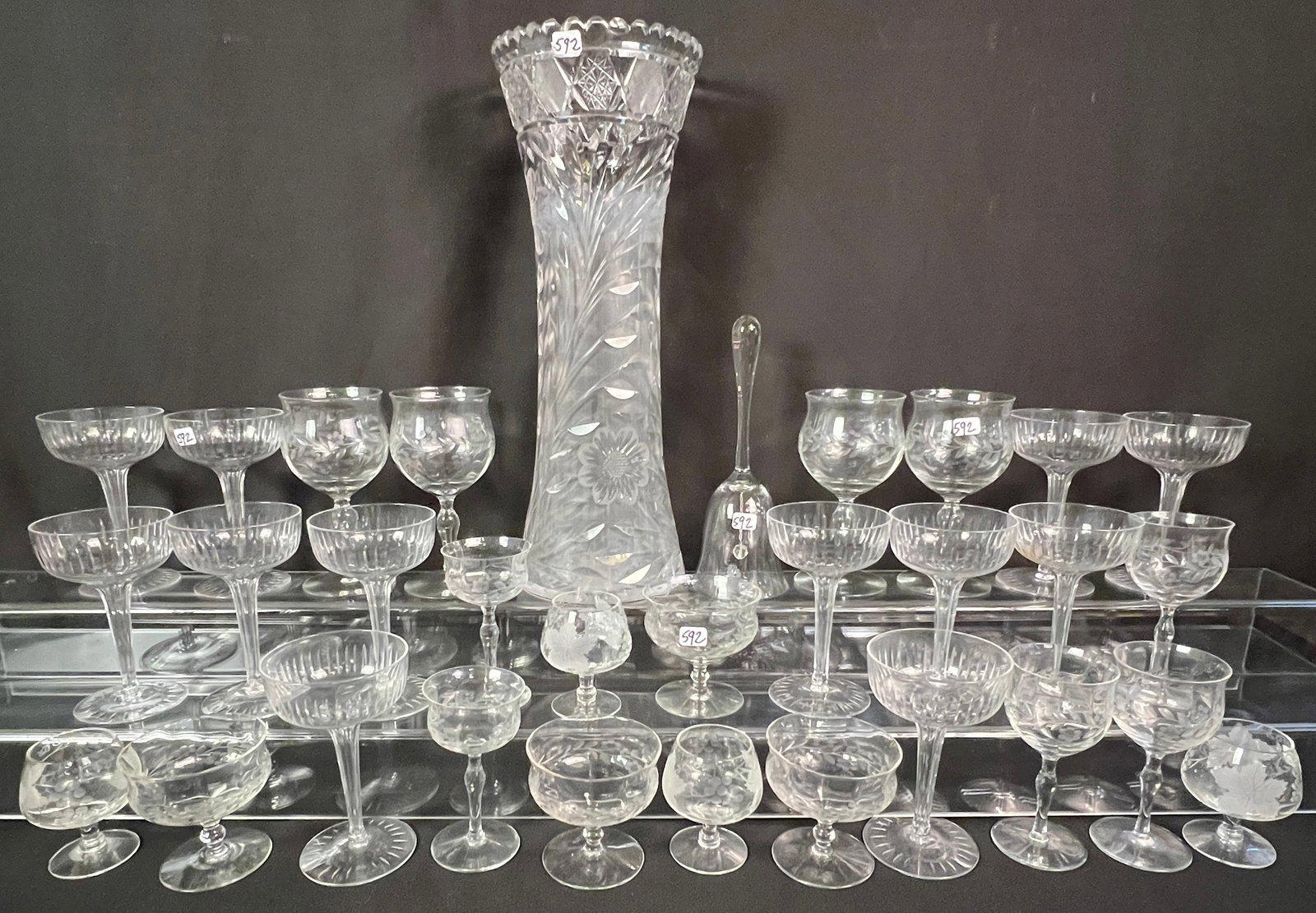 Large Crystal Vase & Stemware (1 of 7)