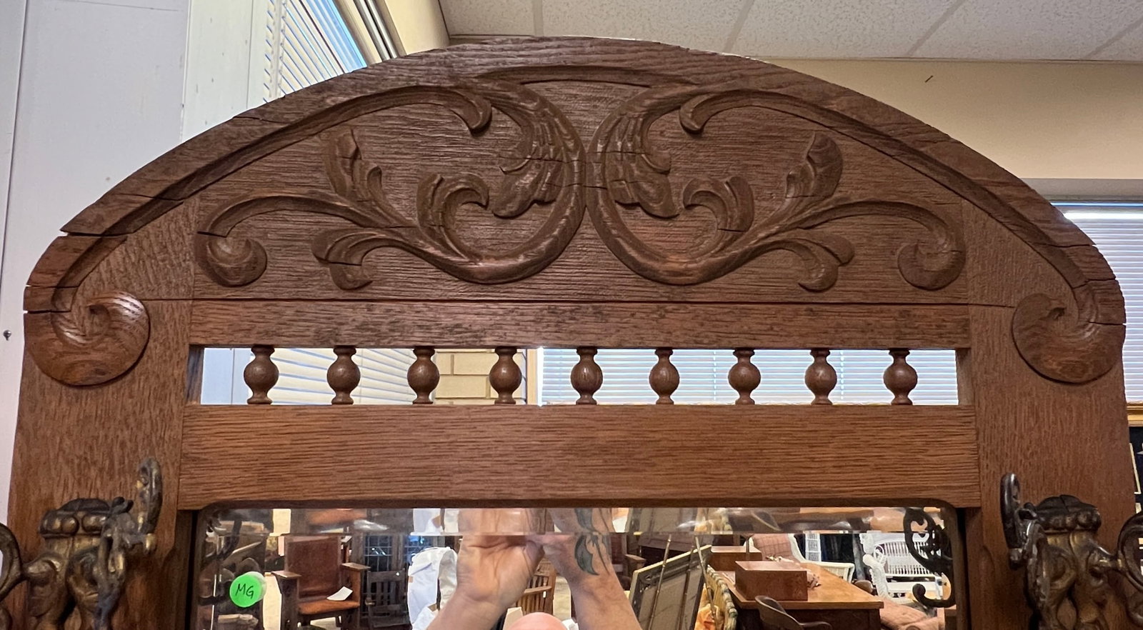 Oak Entryway Seated Hall Tree - 3