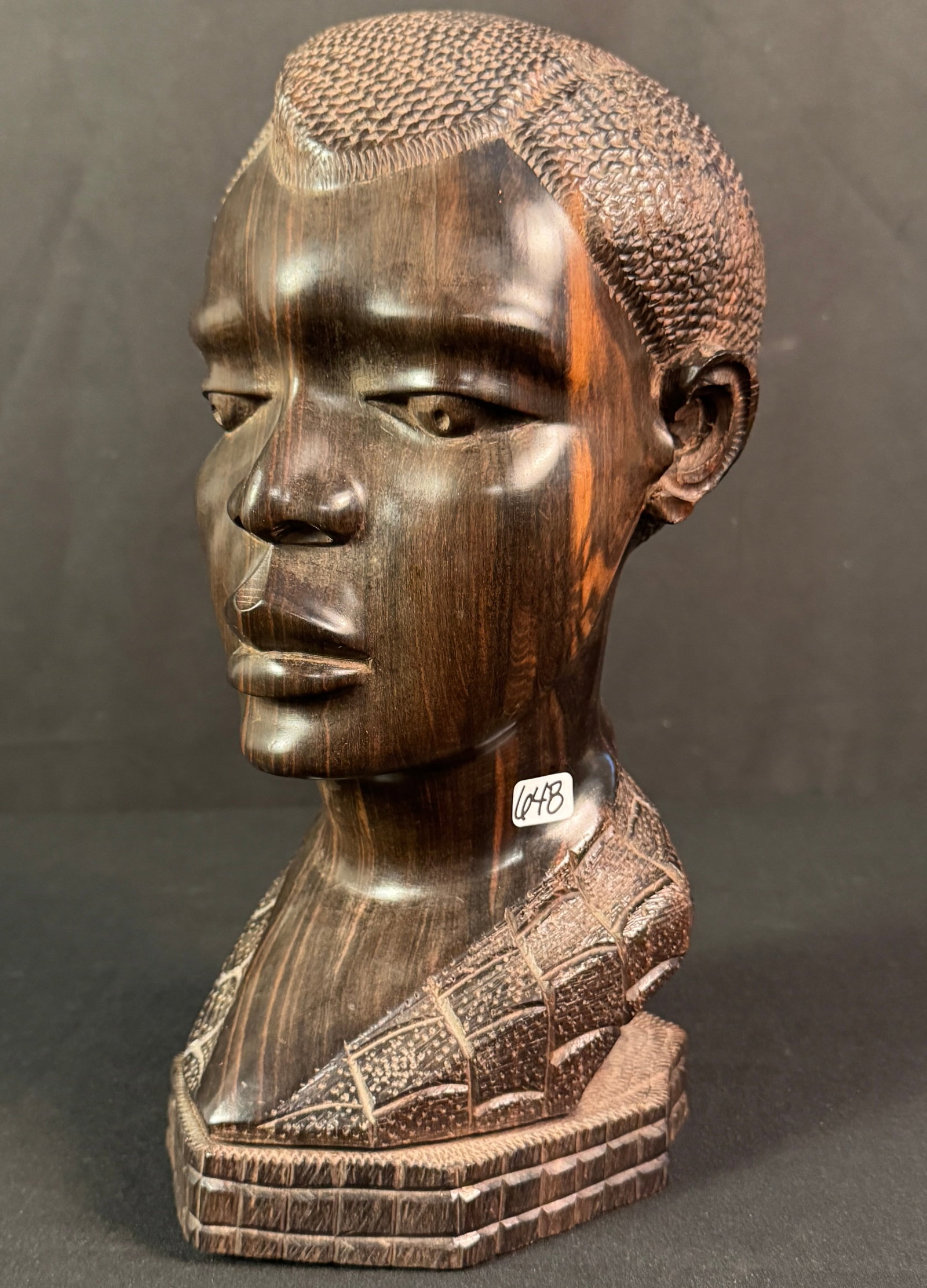 African Hand Carved Ebony Bust c1950's (1 of 6)