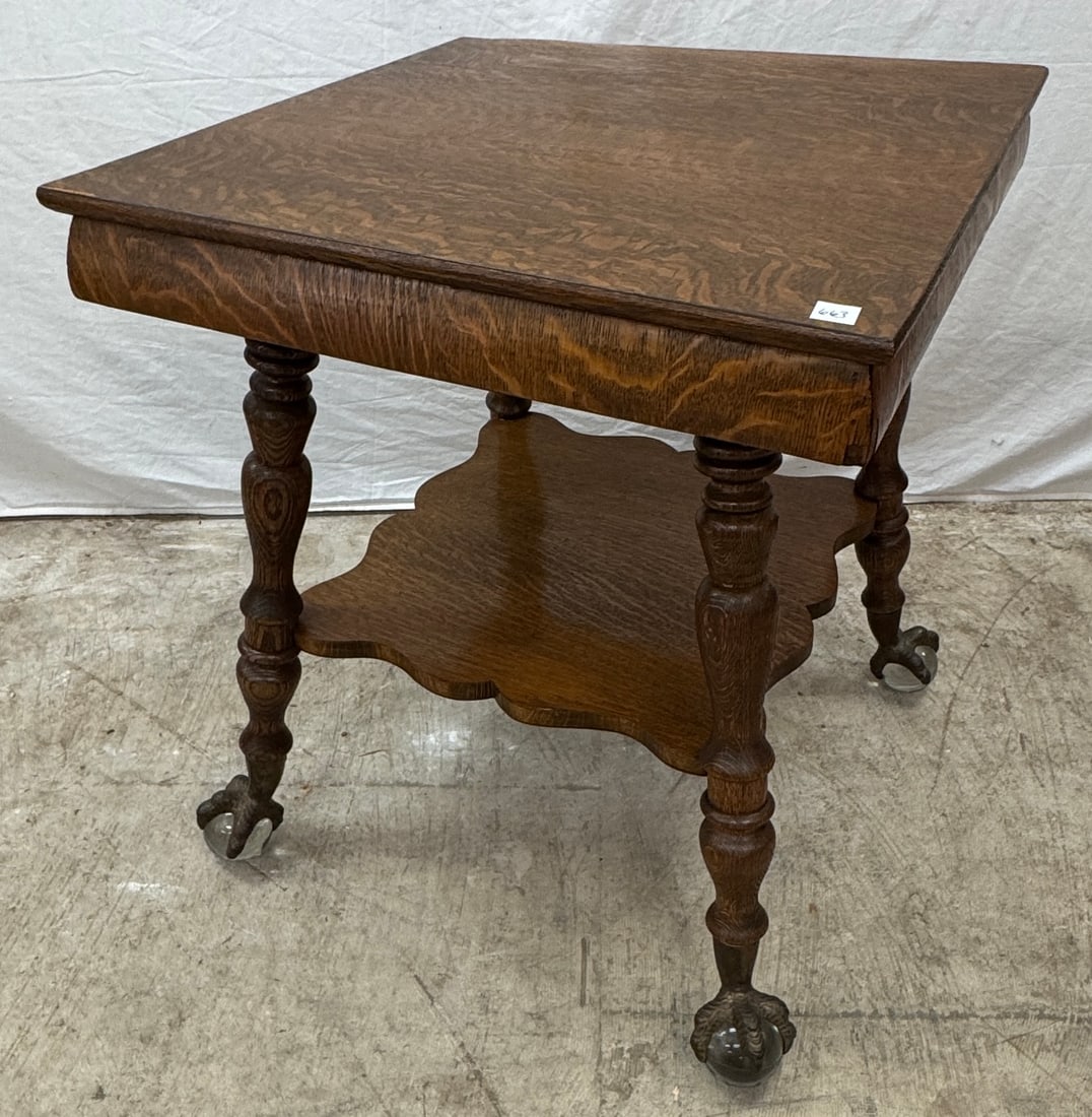 Victorian Oak Claw and Ball Foot 2 Tiered Table (1 of 6)