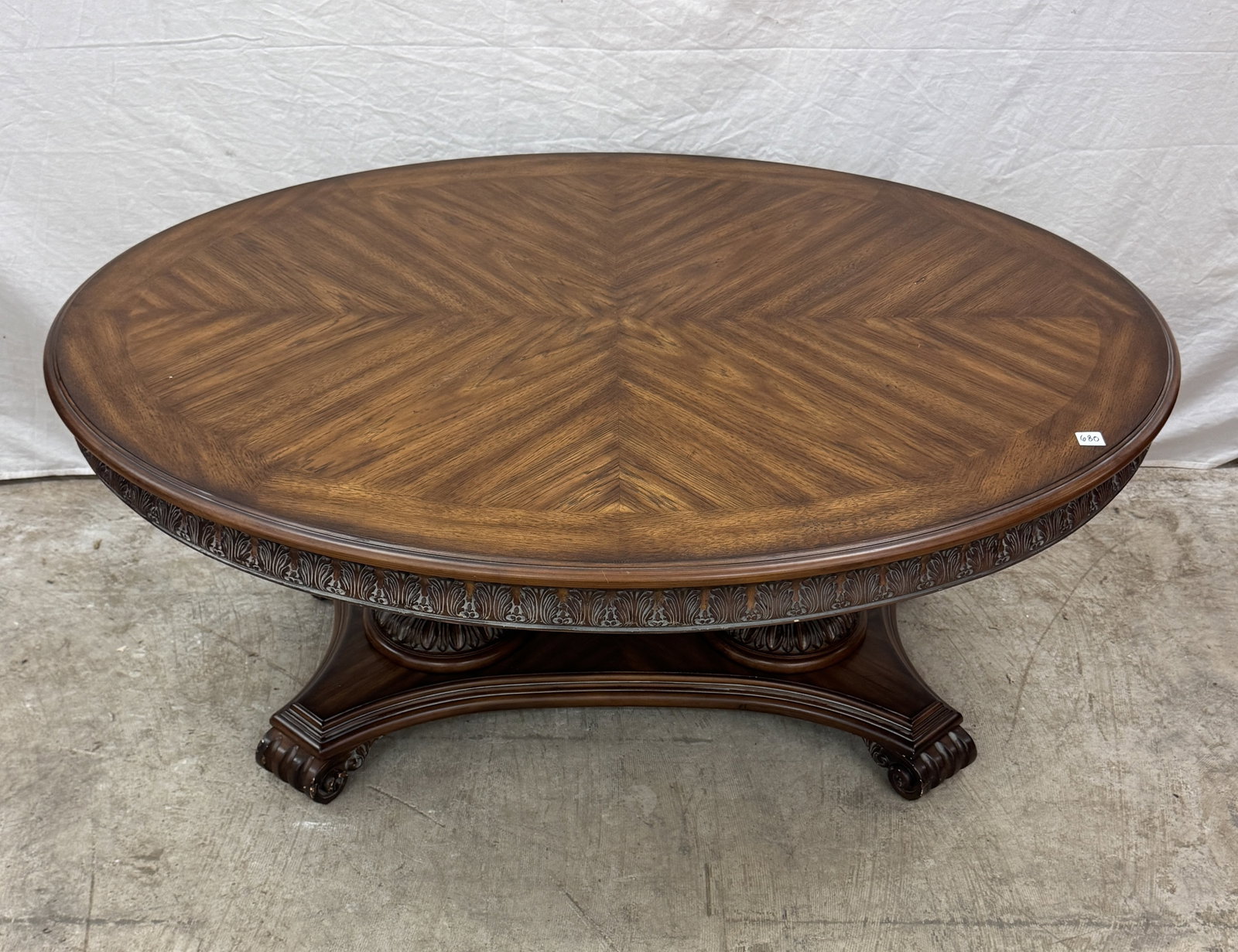 Quality Carved Double Pedastal Coffee Table - 2