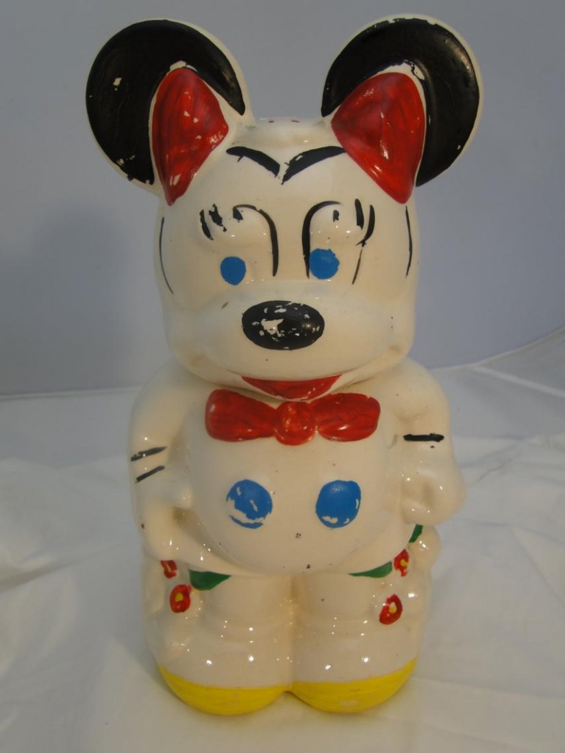 A Turnabout Mickey - Minnie cookie jar signed on bottom: A Turnabout Mickey - Minnie cookie jar signed on bottom