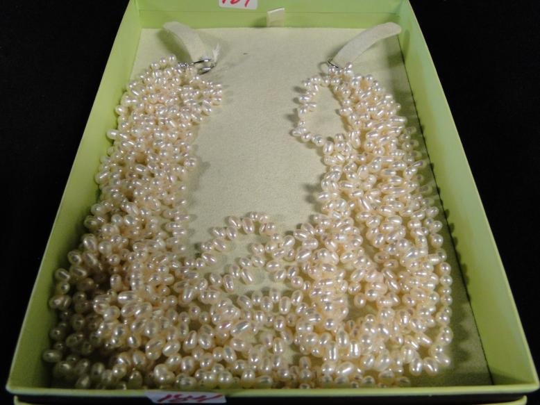 A quality set of white lustre fresh water pearls by: A quality set of white lustre fresh water pearls by Ross and Simons in original box
