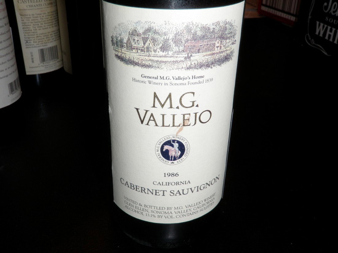 Cabernet Sauvignon – 1986: M.G. Vallejo Winery, Glen Ellen, Sonoma Valley, CA