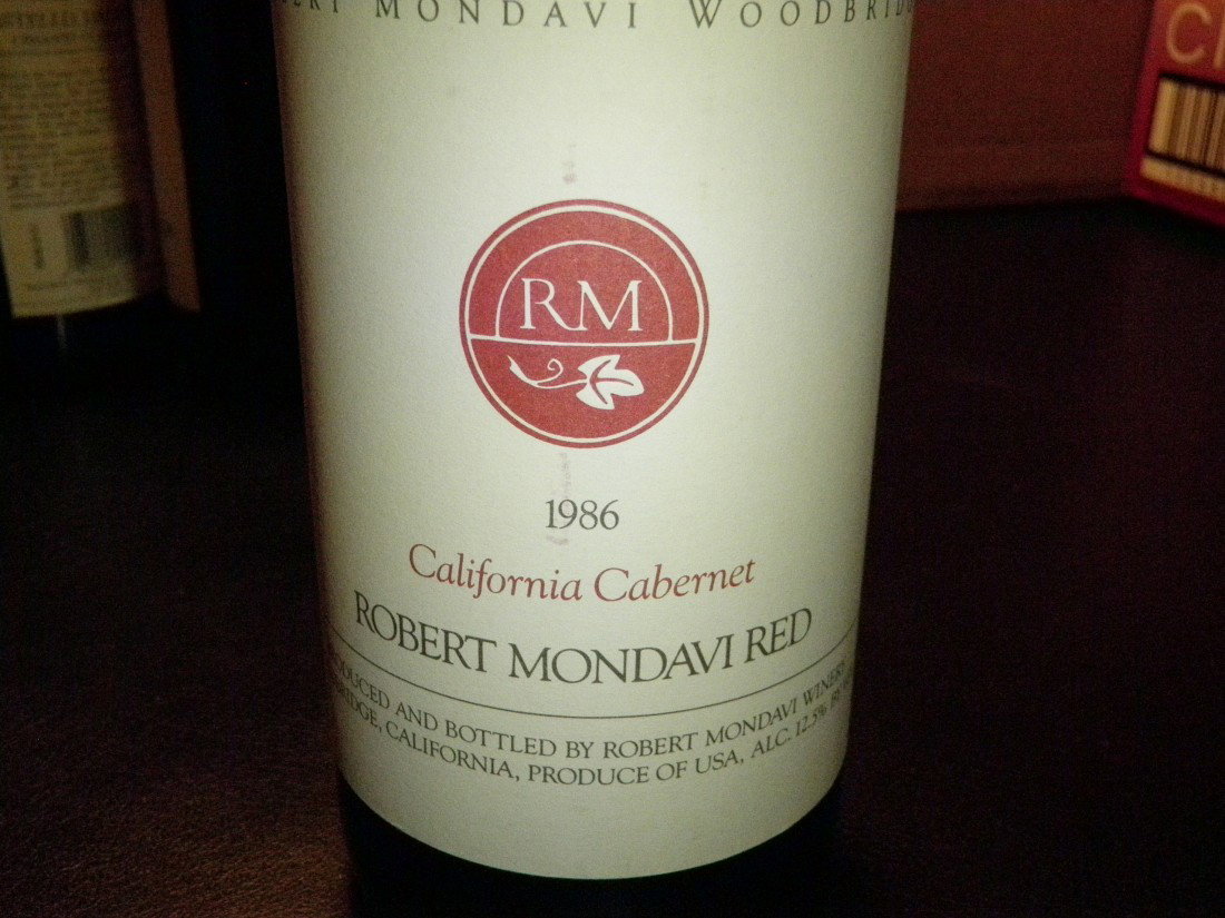 California Cabernet Robert Mondavi Red – 1986: Robert Mondavi Winery, Woodbridge, CA