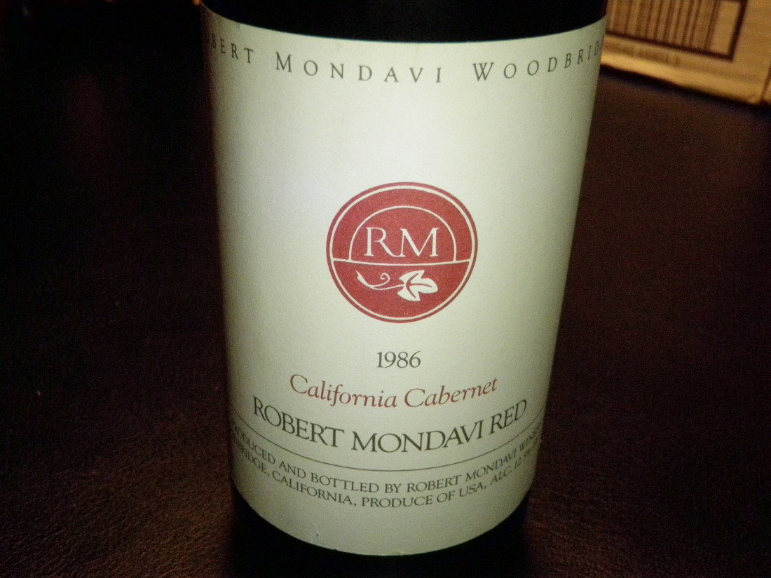 California Cabernet Robert Mondavi Red – 1986: Robert Mondavi Winery, Woodbridge, CA