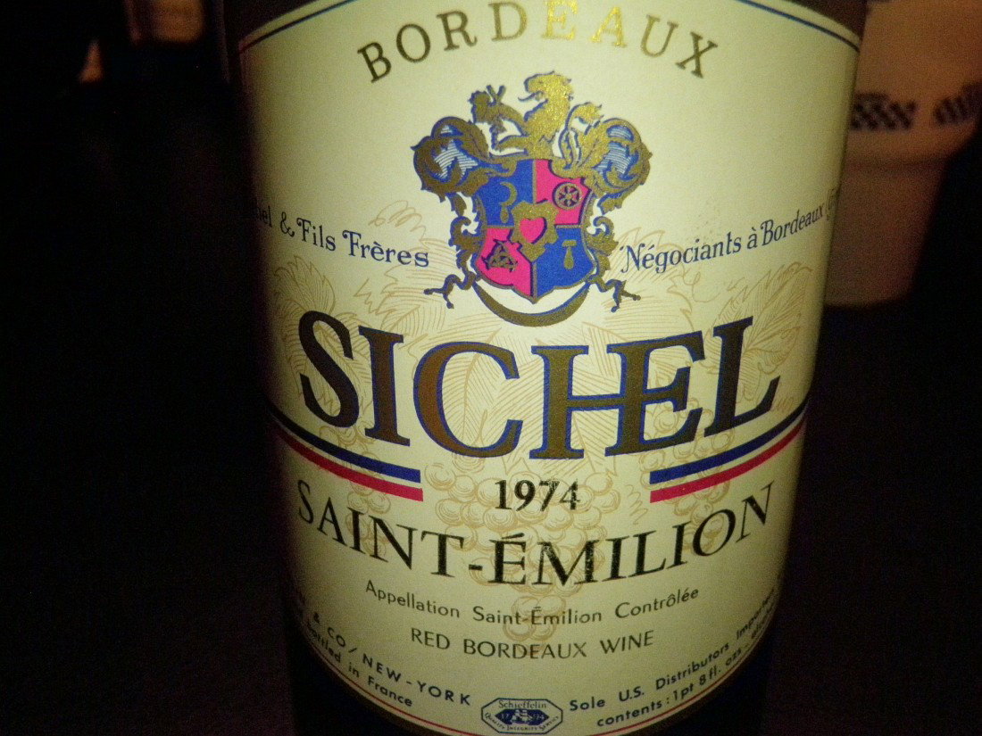 Saint-Emilion Bordeaux – 1974: Sichel & Fils Freres, France
