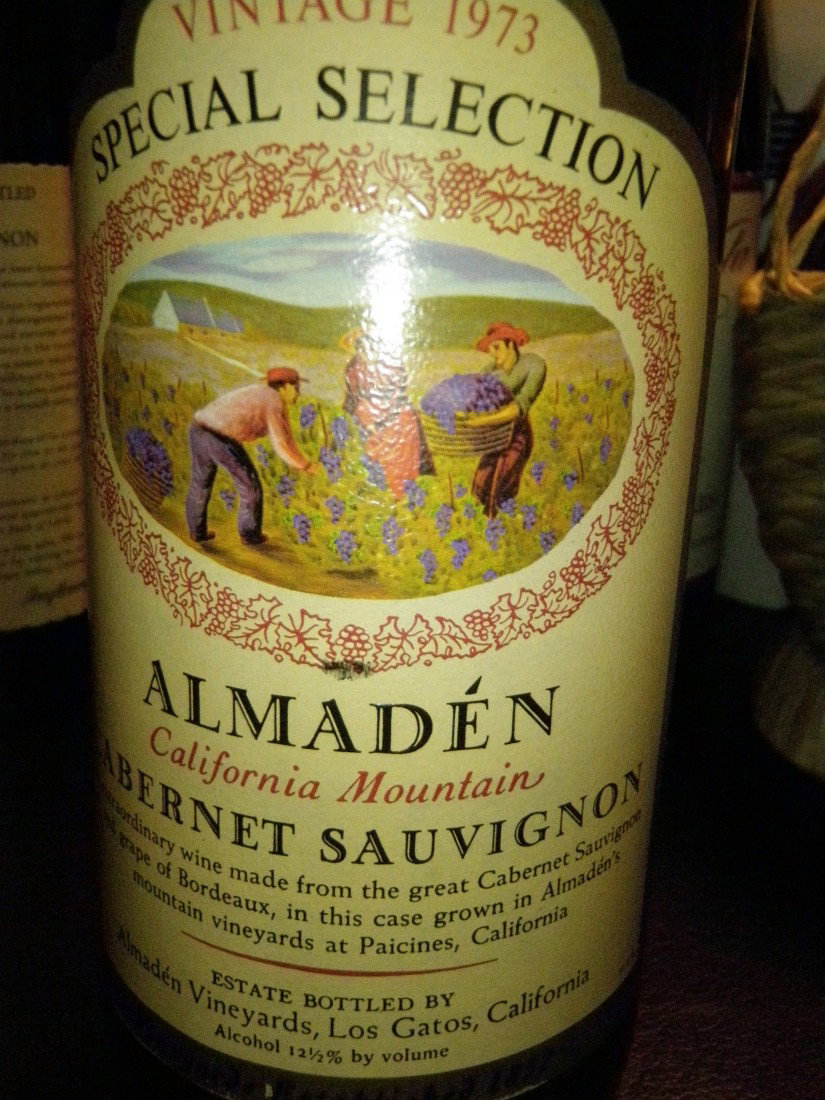 Cabernet Sauvignon – 1973: Almaden San Benito, Almaden Vineyards, San Jose, CA