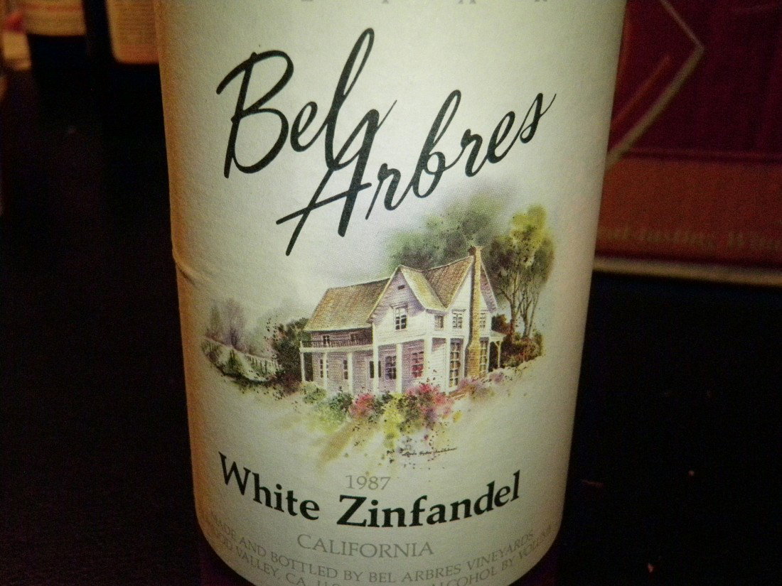 White Zinfandel – 1987: Bel Arbres Vineyards, Redwood Valley, CA