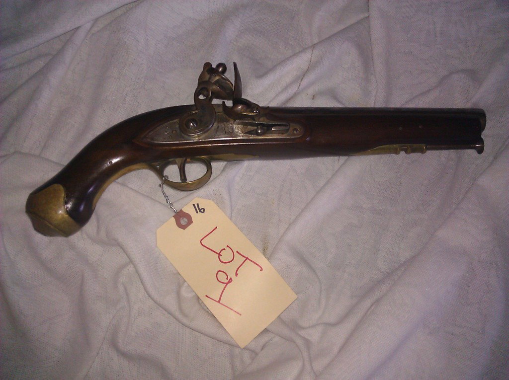 Flintlock Pistol: Japanese Made, Reproduction, Flintlock Pistol, Serial #T491