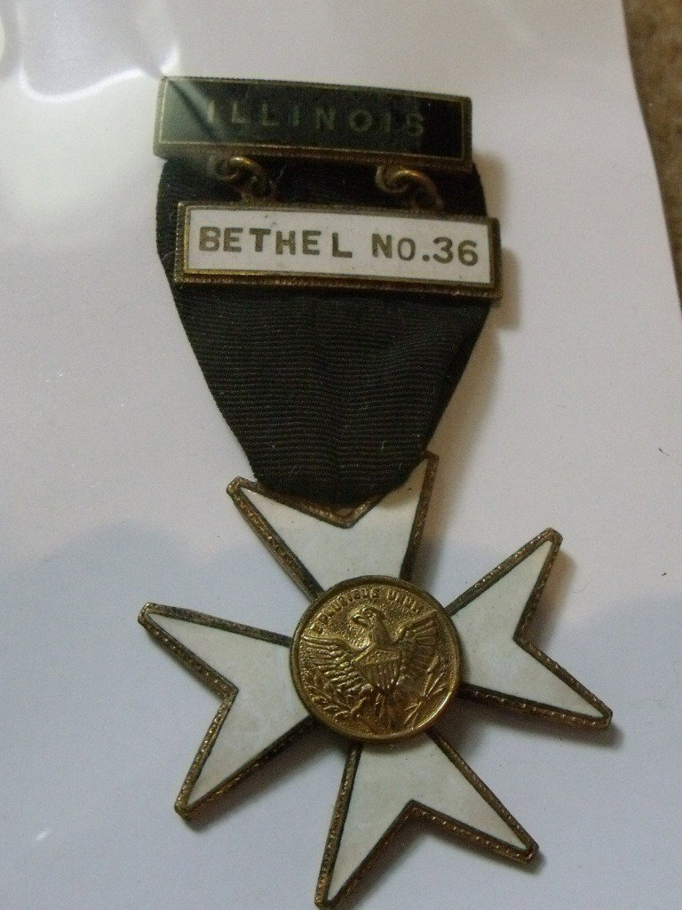 Medal, Knights Templar: Knights Templar Badge, Illinois Bar, Bethel No. 36 Bar, 3 1/2' length