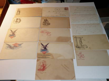 Collection Civil War Soldiers letters: Collection includes letters written on stationary, envelopes and stamps. Some of the envelopes have interesting graphics including a drawing of Jefferson Davis being hung, and one of him being smacked