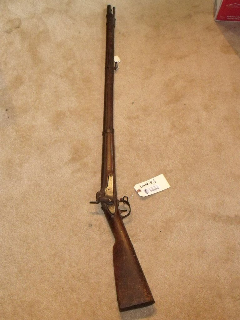 Musket: US Model 1842 Springfield, Dated 1850, Metal is aged with rust & pits in areas, Ramrod in Present & Has some Rust & Pits, Stock has Graffiti "Mary is Mine" Carved in it, Stock is Cracked in Several Pl