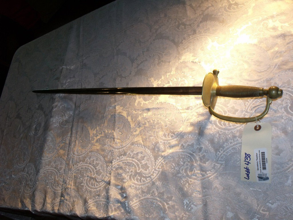 Sword, US: Model 1840 NCO Sword, C. Roby Maker, Dated 1863, Blade & Knuckle Guard have Inspector FSS Stamped (Frederick Strong) #56 Blade in Very Good Condition but has some staining, No Scabbard.
