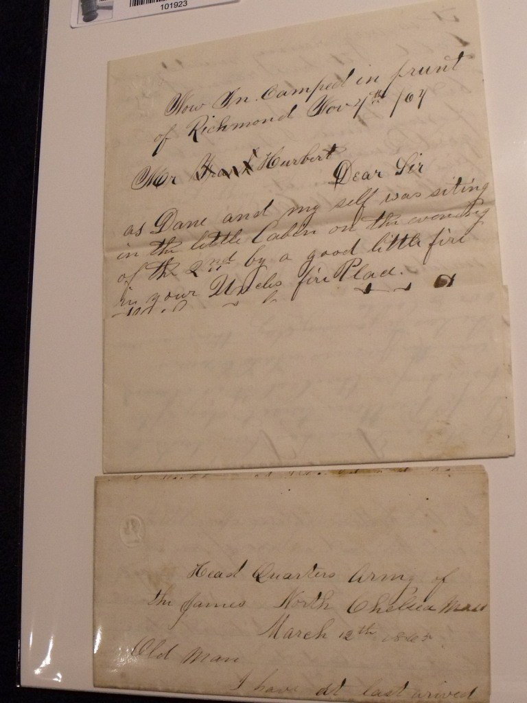 2 Civil War Letters: One written to Mr. Oliver D Pratt, the other to Mr. Albert D Pratt. Lot includes their original envelopes with stamps and cancels.