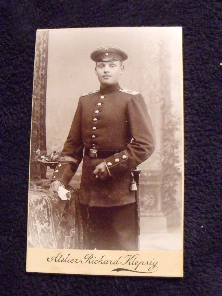 Antique German Soldier Photograph: Photo of a young German soldier c.1888. 4" x 2 1/2".