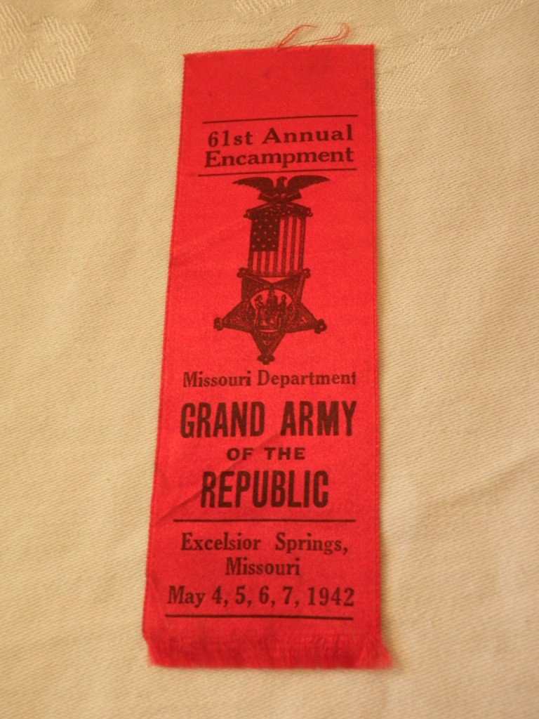 Grand Army of the Republic Ribbon: 61st Annual Encampment Missouri Department Grand Army of the Republic Excelsior Springs, Missouri May 4, 5, 6, 7, 1942 ribbon.