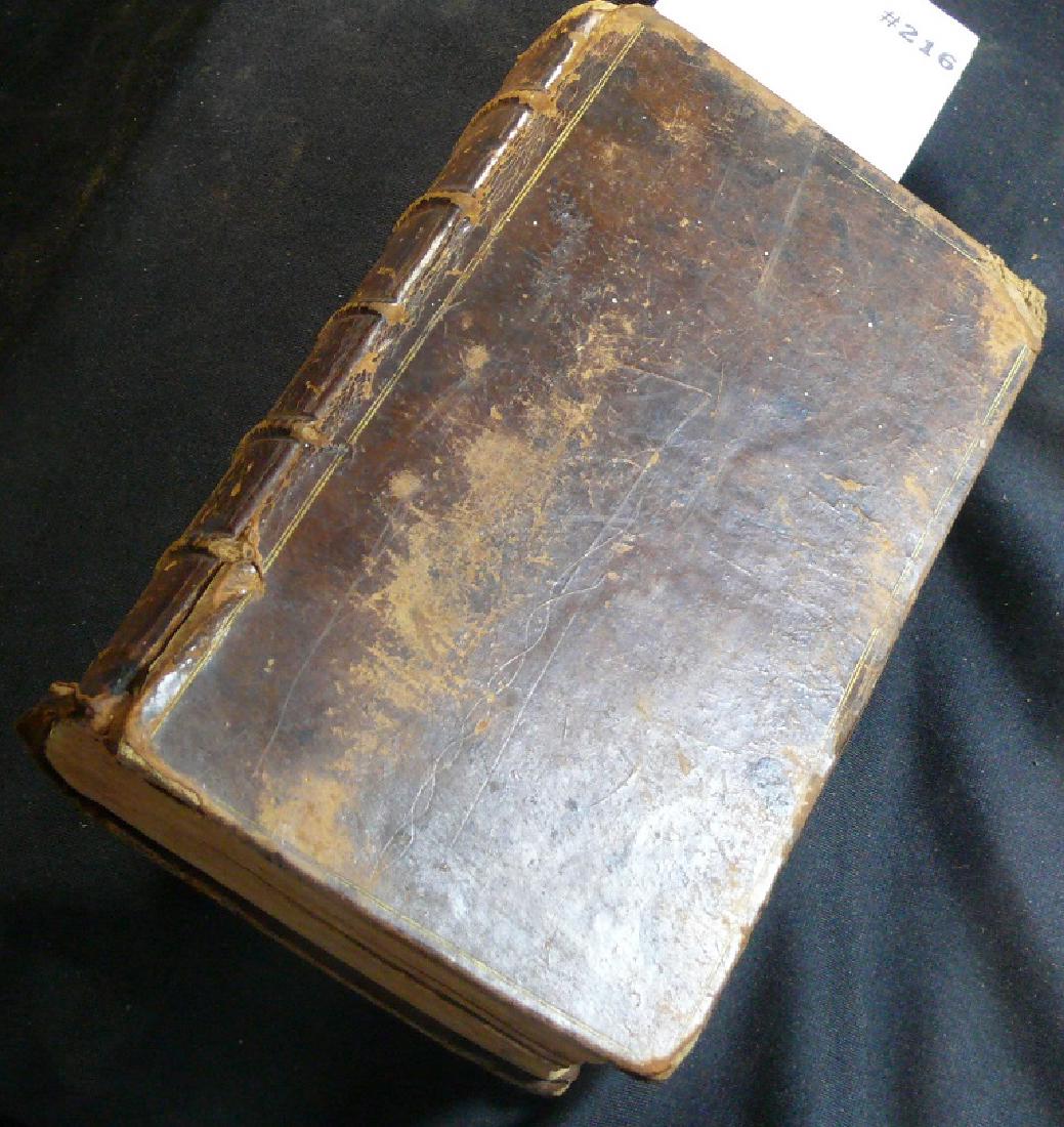 AN UNIVERSAL ETYMOLOGICAL ENGLISH DICTIONARY . BAILEY,: AN UNIVERSAL ETYMOLOGICAL ENGLISH DICTIONARY . BAILEY, N.(athan); ca. 1750. Unpaginated. Lacks title page and all before. Fancy burl design leather boards, plain leather spine having 5 ribs, some cobv