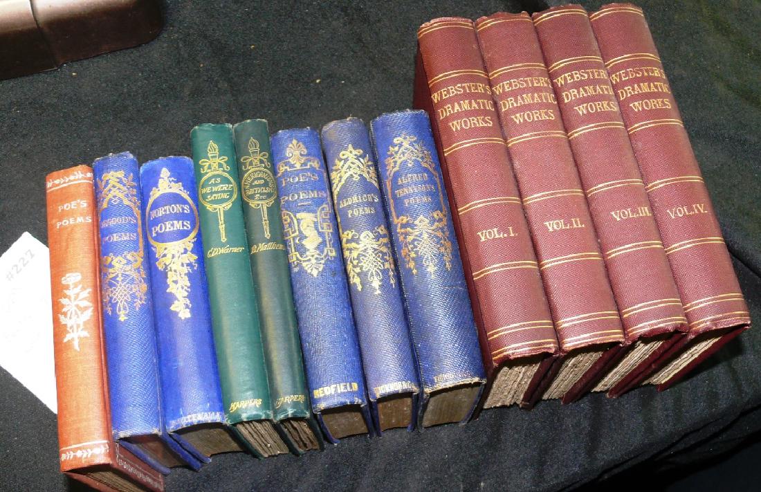LOT OF 8 POETRY BOOKS & WEBSTERS DRAMATIC WORKS 4 VOL. (1 of 3)