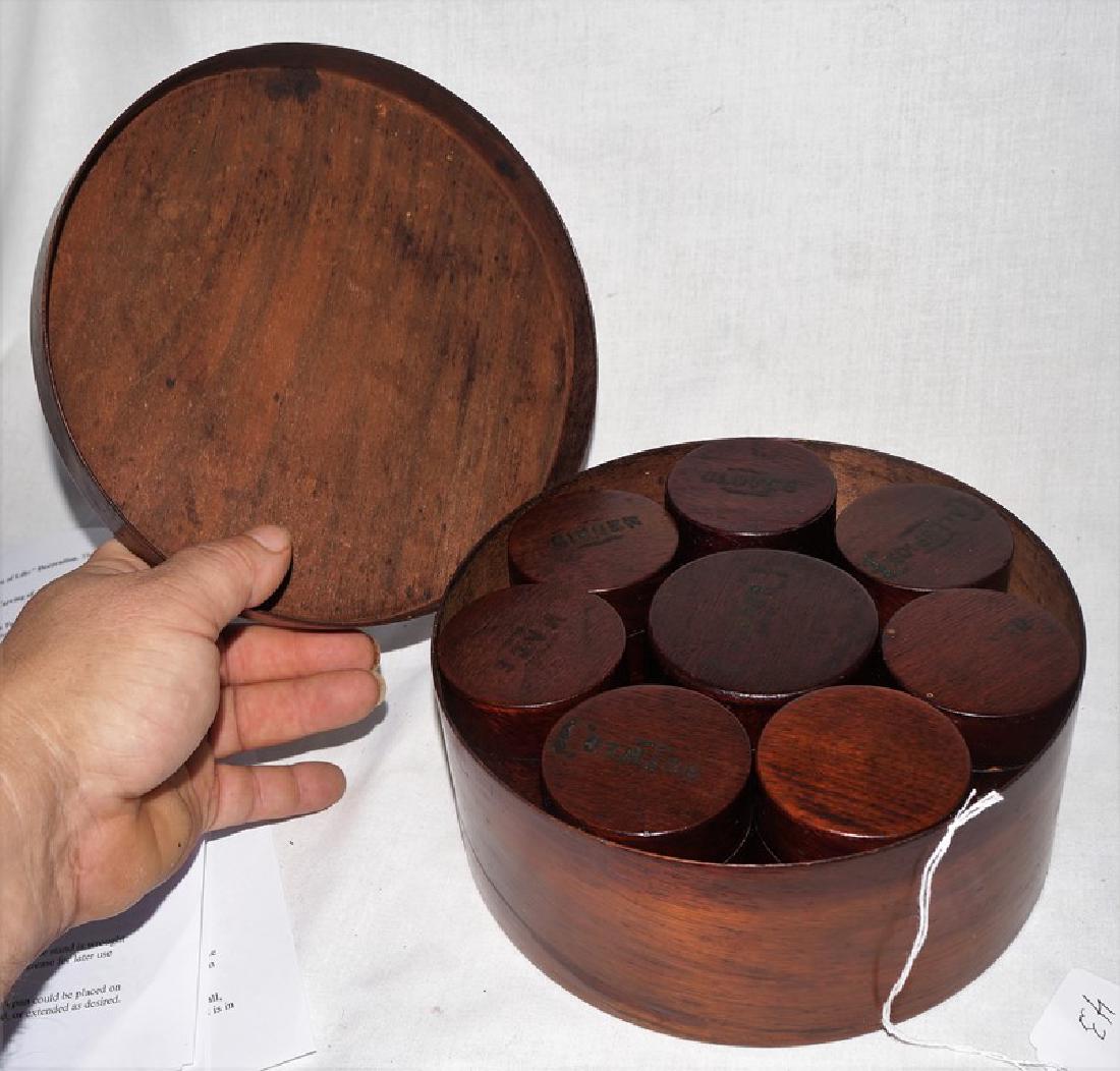 Mid-1800s Lapped Spice Box with Eight Named Containers (1 of 9)
