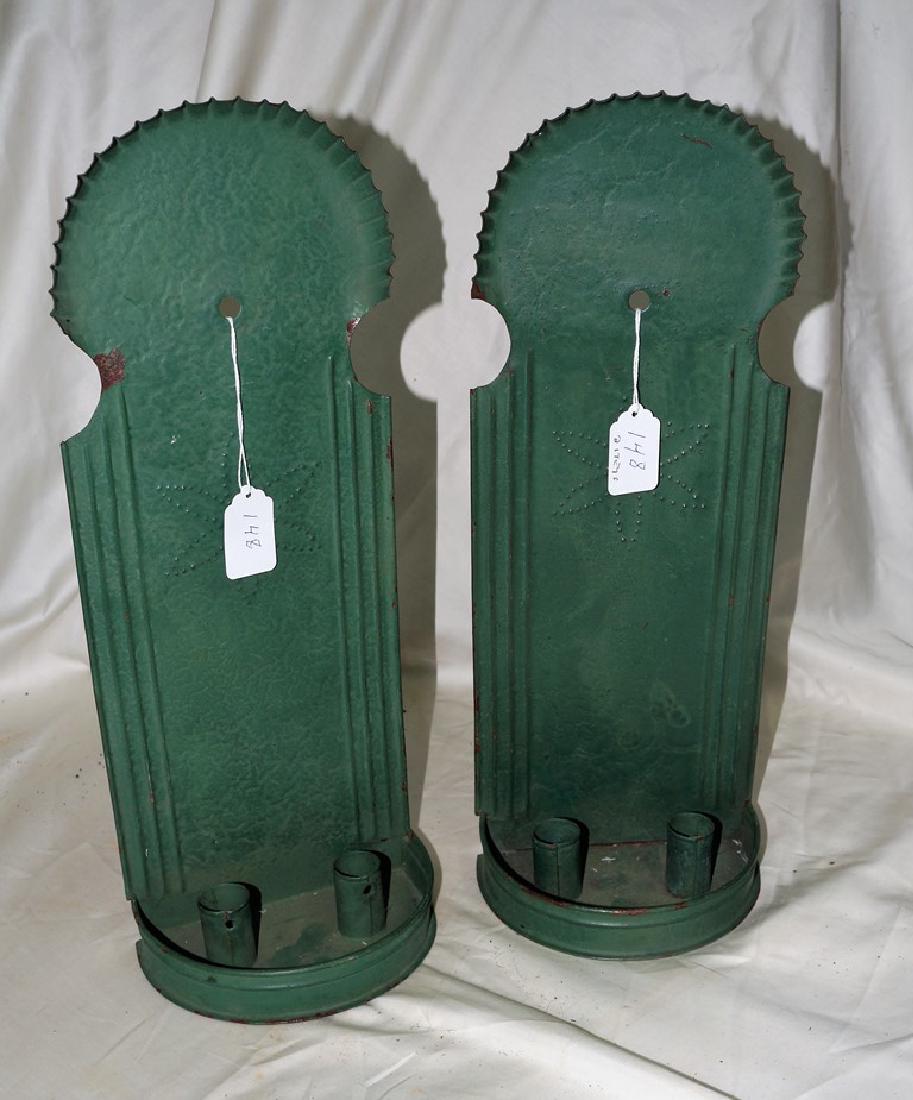 Excellent Pair of Double Candle Sconces. in Green Paint (1 of 6)