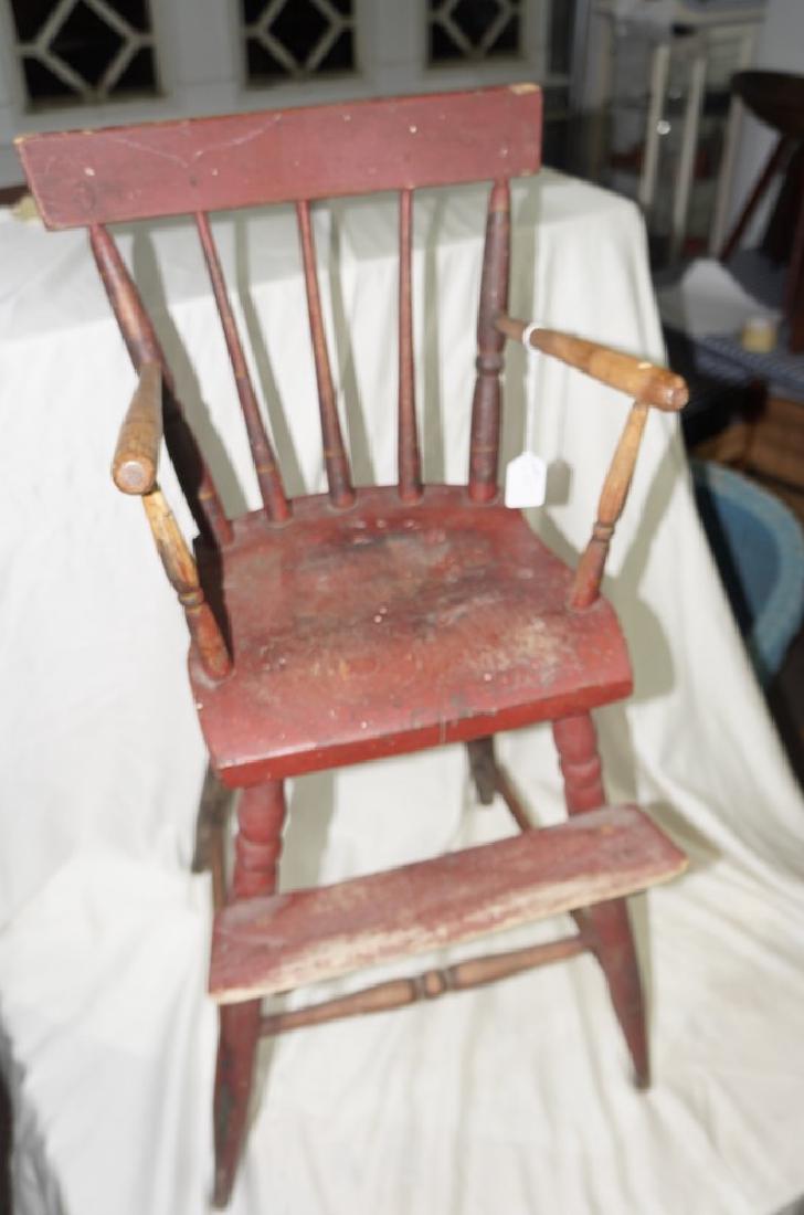 Early Windsor Childs High Chair in Worn Red Paint It is (1 of 5)