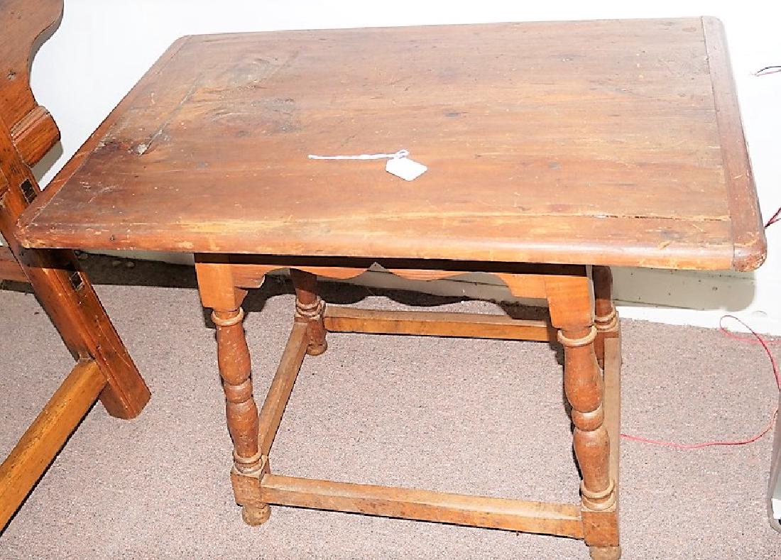 Early Curly Maple Base with Pine Top Tavern Table, (1 of 6)