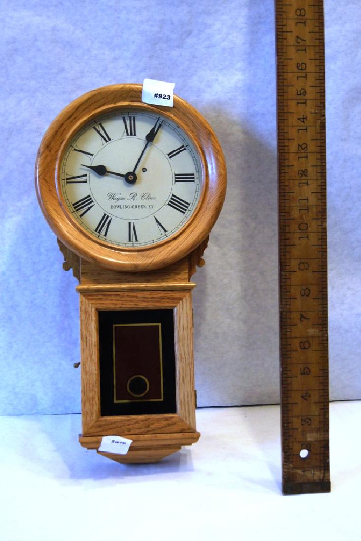 Miniature Howard No. 70, made by Wayne Cline, Bowling: Miniature Howard No. 70, made by Wayne Cline, Bowling Green, Kentucky, the oak case with maroon, black, and gold tablet, painted Roman numeral dial with maker's name, Cline used Waltham eight-day, 37-