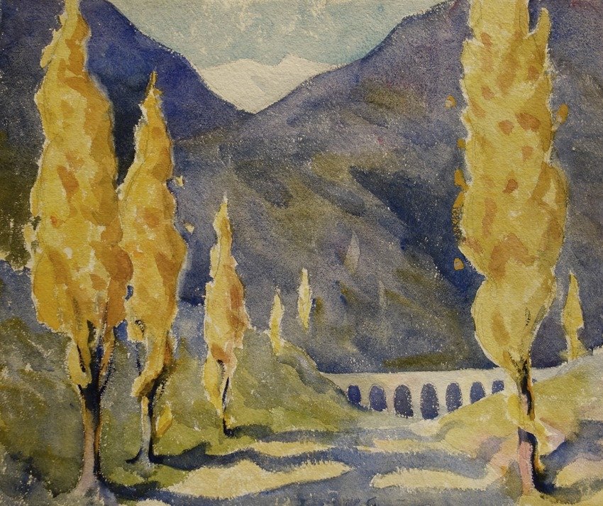 TWO FOREIGN SCENES: John Lavalle (1896 - 1971) 'Two Foreign Scenes', Two watercolors, 14 x 20 each, unsigned, unmatted, unframed.