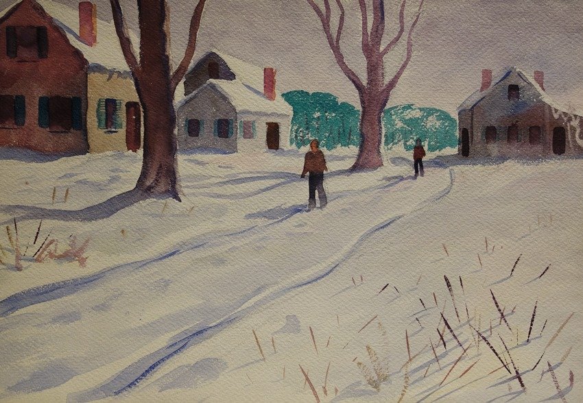 THREE AMERICAN SCENES: John Lavalle (1896 - 1971) 'Three American Scenes', Three watercolors, 14 x 20 each, unsigned, unmatted, unframed.