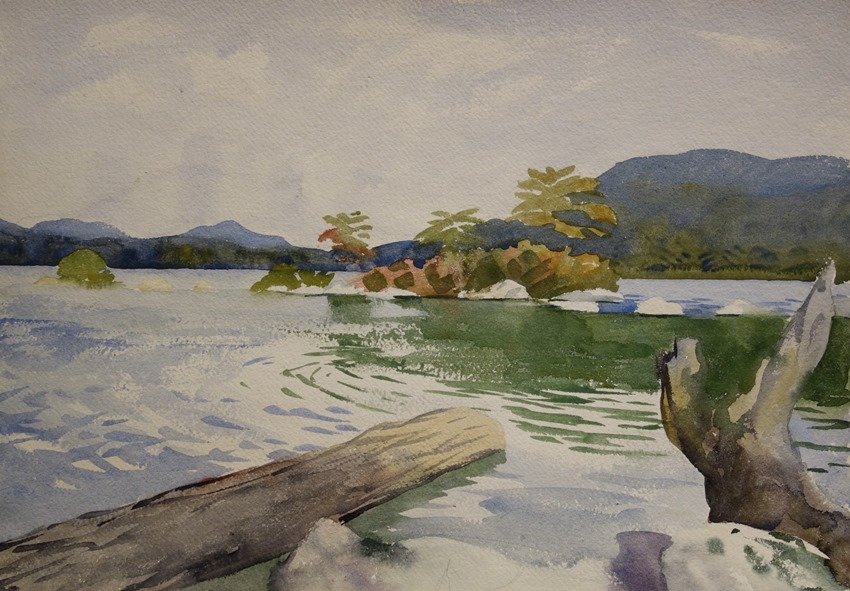 THREE AMERICAN SCENES: John Lavalle (1896 - 1971) 'Three American Scenes', Three watercolors, 14 x 20 each, unsigned, unmatted, unframed.