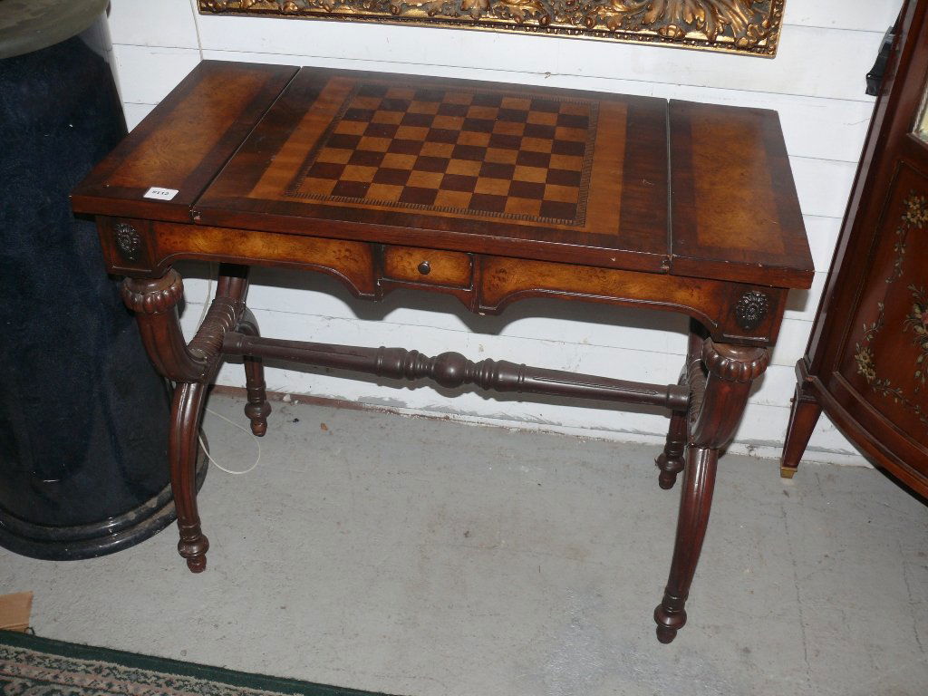 Mahogany game table w/chessboard/backgammon tops (1 of 6)