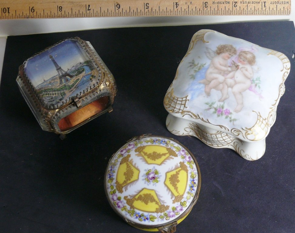 3 boxes incl Eifel tower adv., Sevres covered, & h.p. (1 of 9)