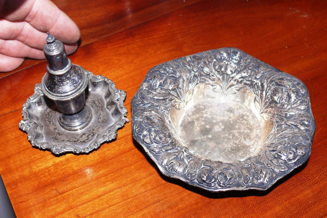 Sterling "chamber stick" lighter, Whiting Silv. Co., & (1 of 4)