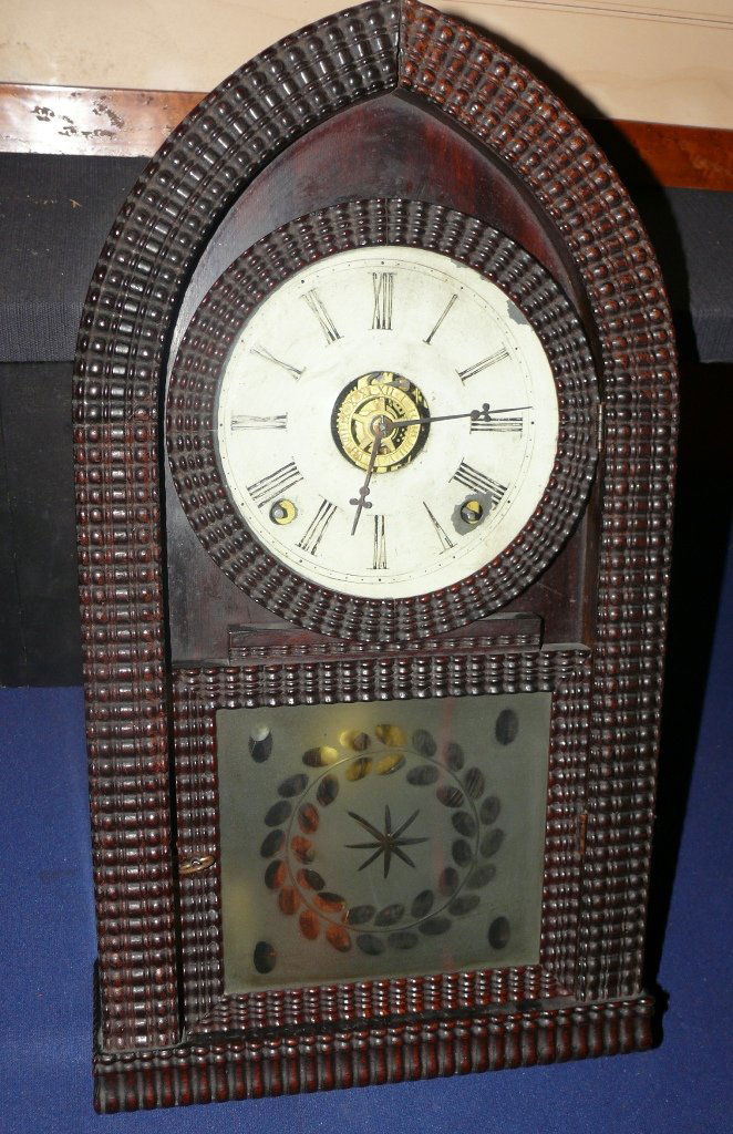 Beehive shelf clock w/ripple molding, J C Brown label (1 of 10)