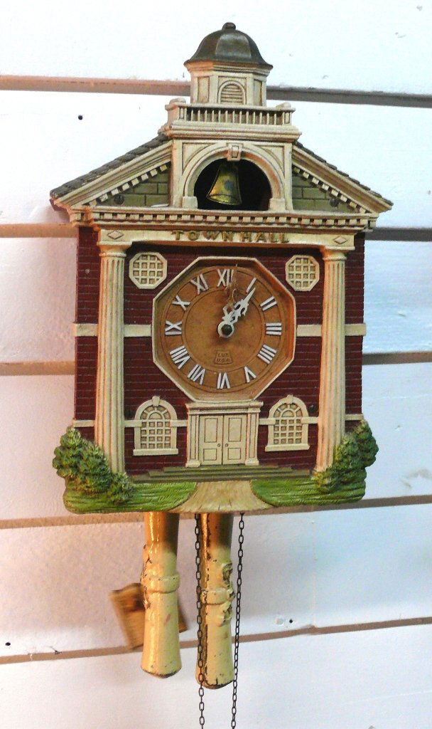 Lux Town Hall cuckoo clock w/school bell strike, 8 day (1 of 4)