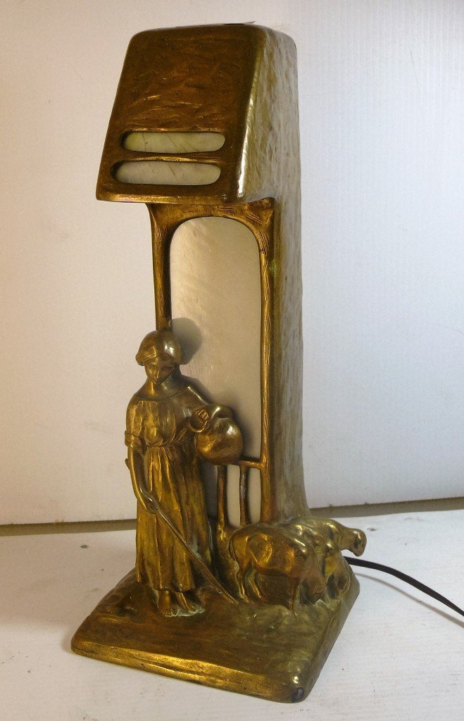 Peter Tereszczuk bronze and glass art deco figural lamp (1 of 7)