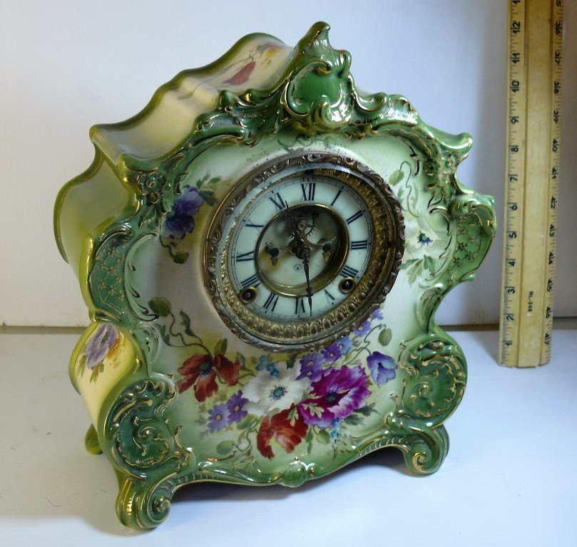 Ansonia china clock, La Vogue, Royal Bonn case (1 of 4)