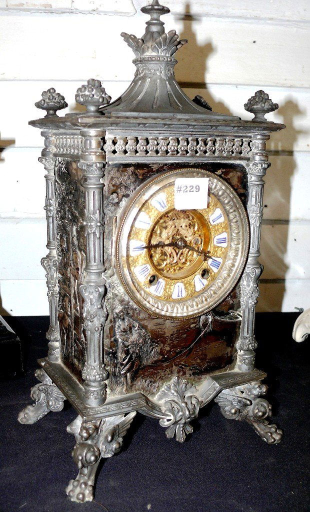 Ansonia silvered mantle clock "Elite" model, best dial (1 of 9)