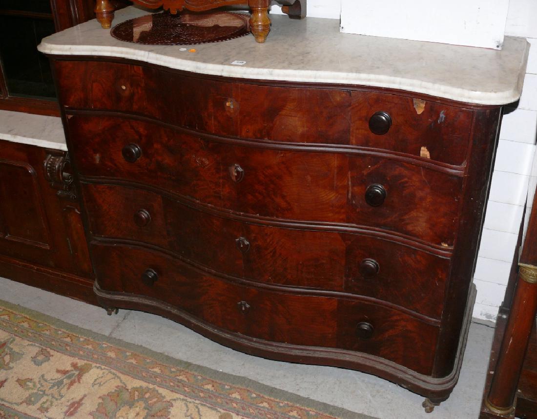 Victorian rosewood serpentine front marble top chest of (1 of 4)