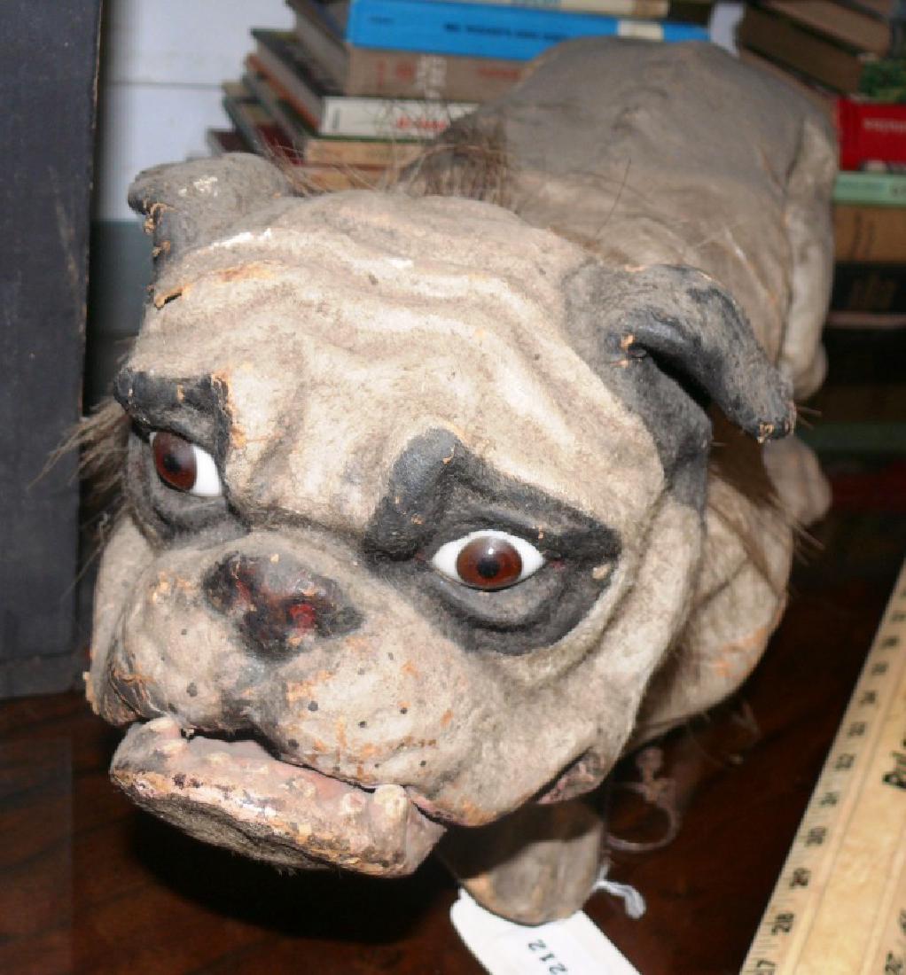 Rare Papier mache walking bulldog pull toy, 22" long (1 of 5)